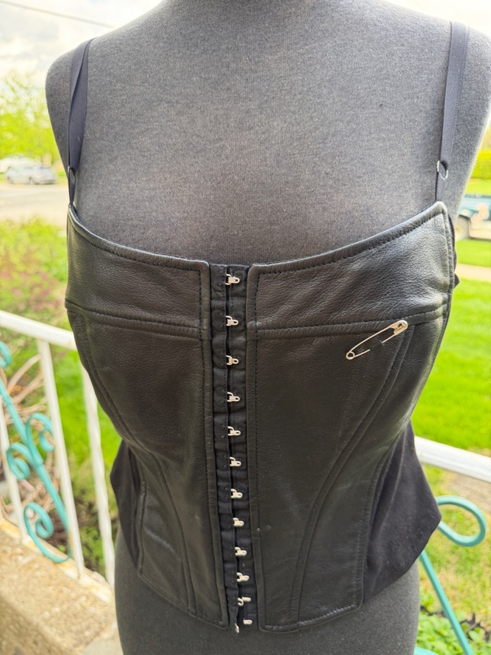 Leather and cloth Bustier